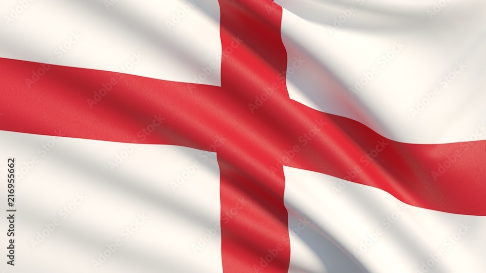 The national flag of England. Waved highly detailed fabric texture.
