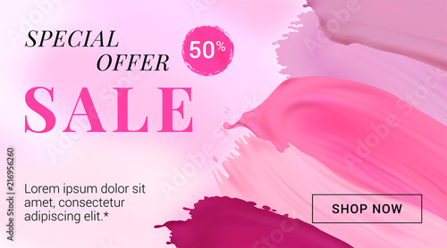 Vector sale banner with lipstick stokes. Good for salons, beauty shops.