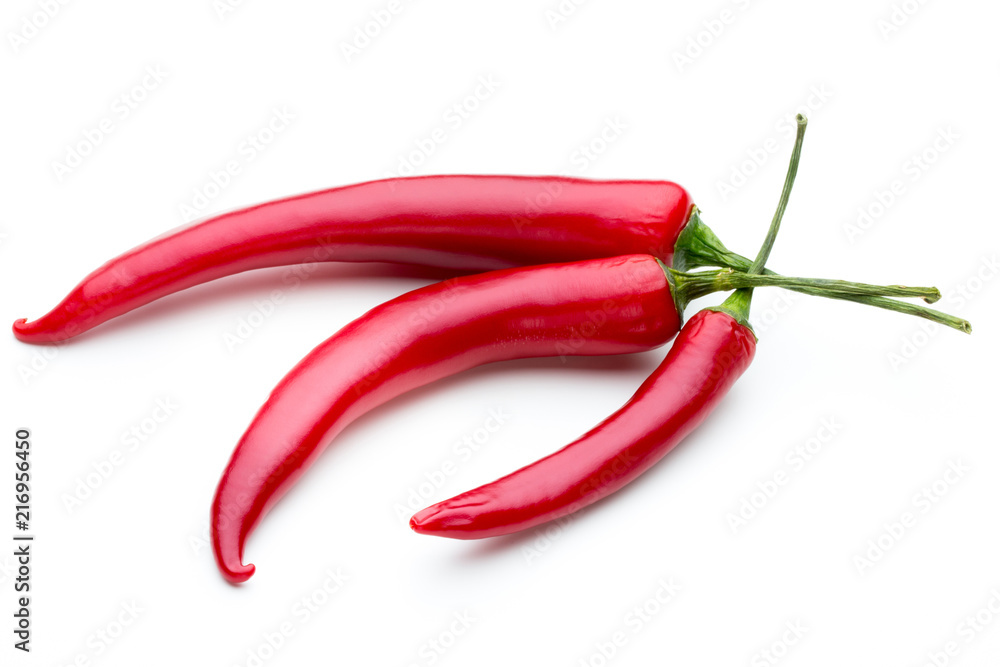 Red chilli pepper isolated on a white background.