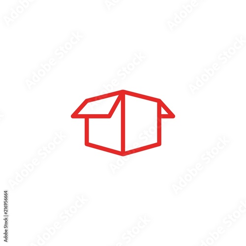 open opened box unbox unboxing logo icon vector line art outline monoline illustration