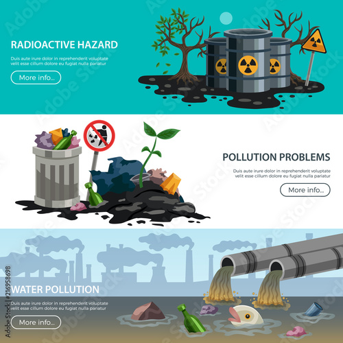 Pollution Ecology Flat Banners 
