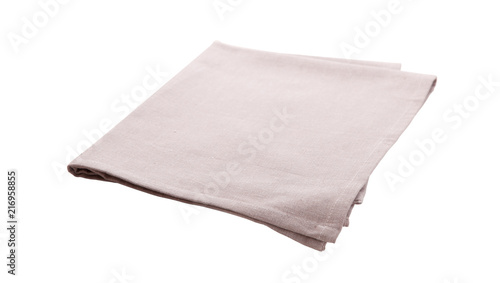 White tablecloth isolated. Napkin close up top view mock up