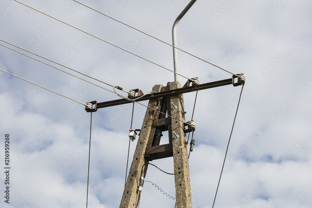 pole with electric cables