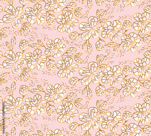 rosy and gold sakura flower...