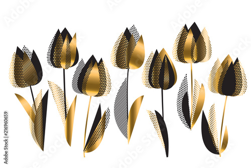 black and gold tulip flower...