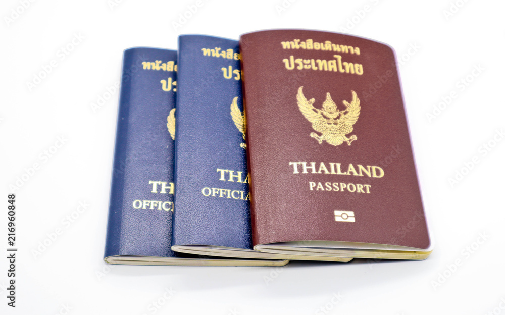 Thailand passport isolated with white background Thailand passport isolated with white background
