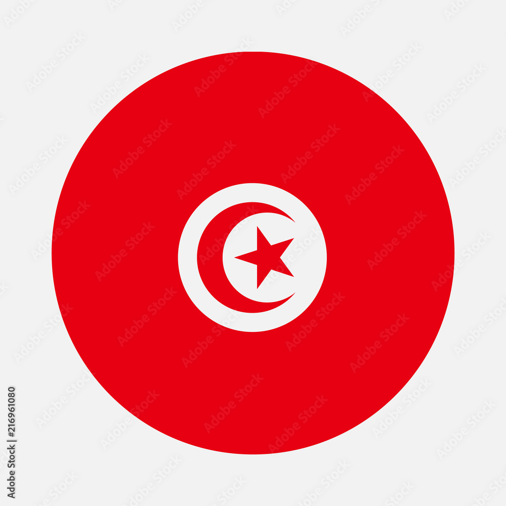 Tunisia Flag, Vector image and icon Tunisia Flag, Vector image and icon