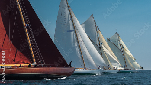 French Riviera - Old sail race start aligned in Antibes