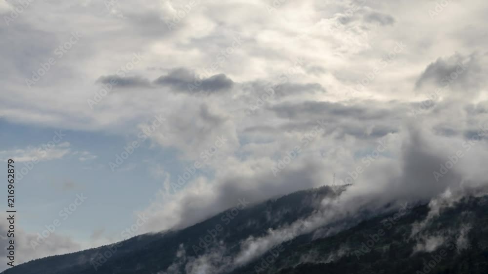 Aerial Timelapse of thick fog rolling off the treetops in a forest landscape Aerial Timelapse of thick fog rolling off the treetops in a forest landscape
