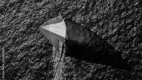 French Riviera - modern sail race straight above aerial view in St - Tropez