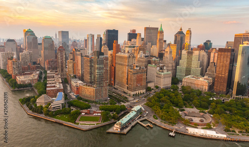 Aerial view of Battery park in New York photo