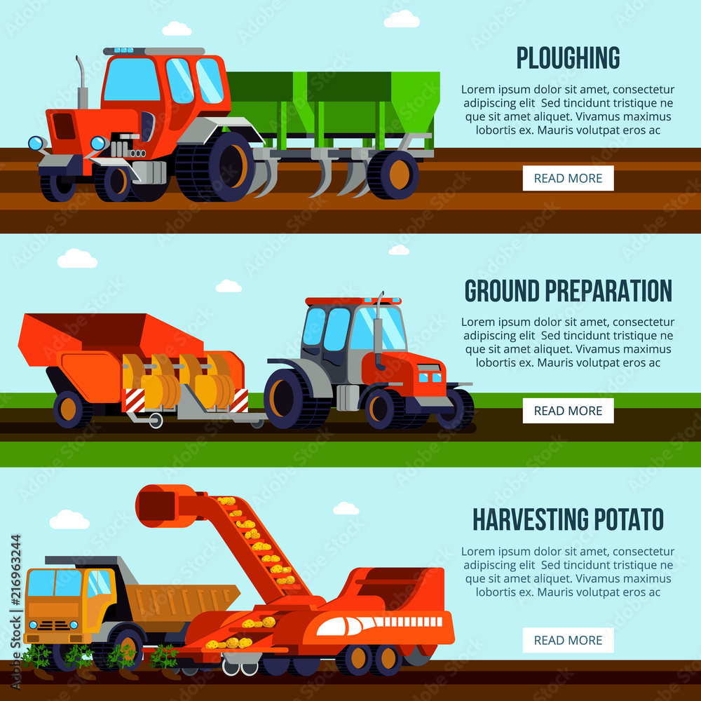 Potato Cultivation Flat Banners Potato Cultivation Flat Banners