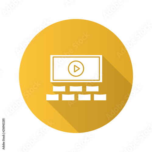 Cinema hall flat design long shadow glyph icon