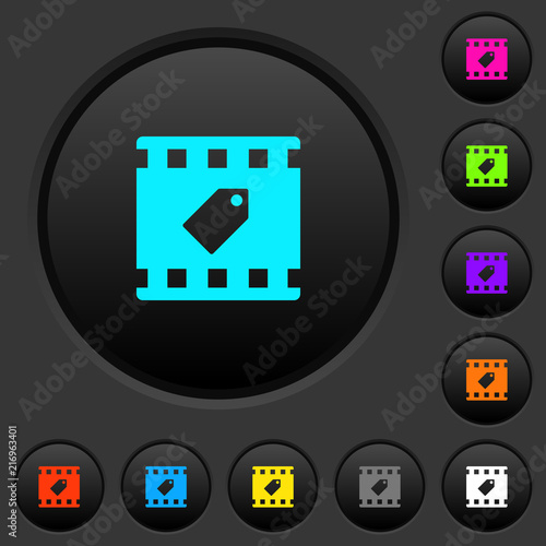 Tag movie dark push buttons with color icons