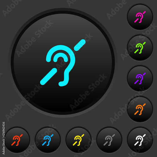 Hearing impaired dark push buttons with color icons