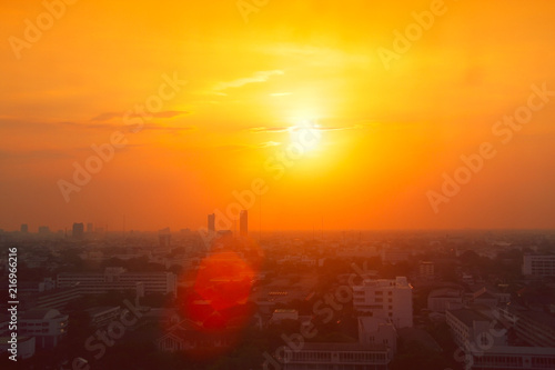 Thailand city view in heatwave summer season high temperature from global warming effect photo