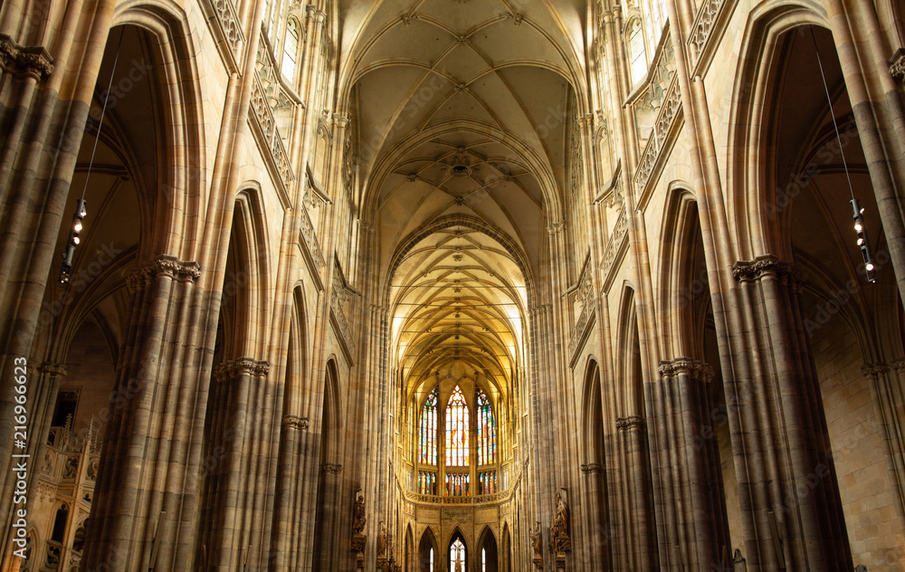 the vaults of the temple St. Vitus Cathedral in the Prague of the Czech Republic