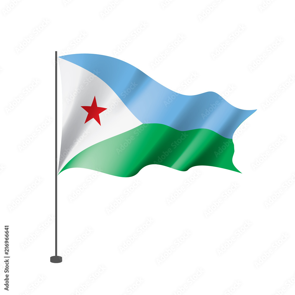 Djibouti flag, vector illustration on a white background Djibouti flag, vector illustration on a white background
