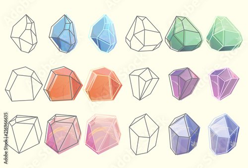 Contour of gems and diamonds, crystals