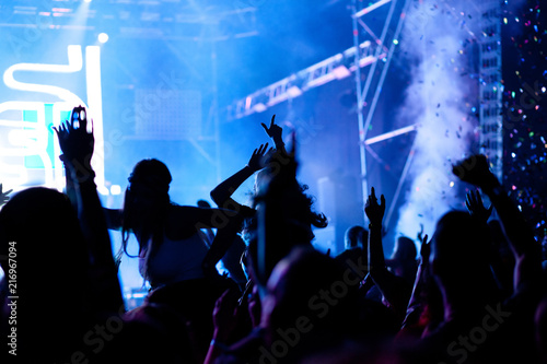 cheering crowd with raised hands at concert - music festival © Melinda Nagy
