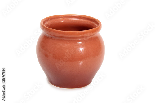 Ancient ceramic pot on a white background