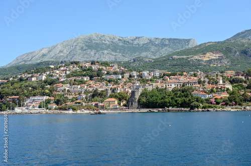 Scenic view of Herceg Novi coastline from Kotor bay, Montenegro. © vaz1