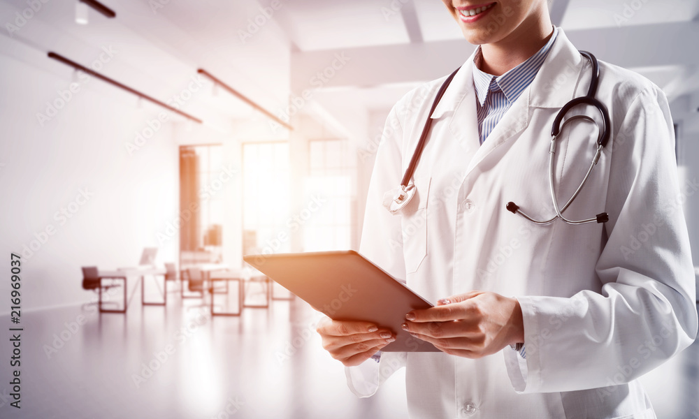 Modern medical industry presented by means of female doctor Modern medical industry presented by means of female doctor