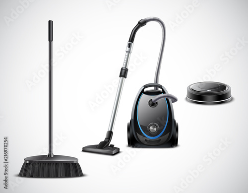 Vacuum Cleaner Evolution Realistic Illustration