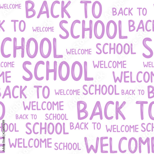 Seamless pattern of back to school words quotes.