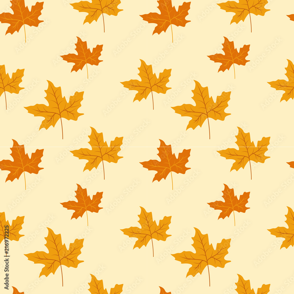 Seamless pattern of autumn leaves. Various veined leaves on white background. Seamless pattern of autumn leaves. Various veined leaves on white background.