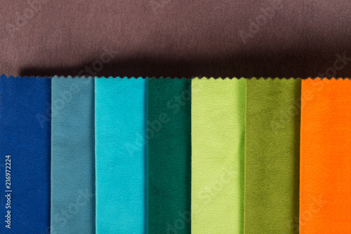 Different colors of the fabric palette for tightening furniture in the interior