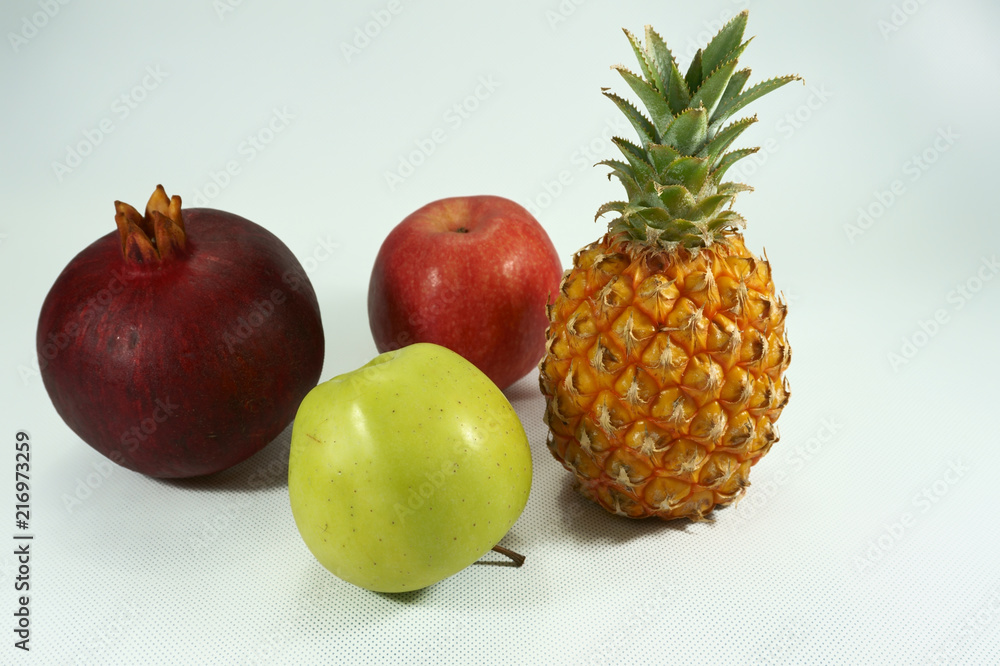 Still life with pineapple, apples and pomegranate Still life with pineapple, apples and pomegranate