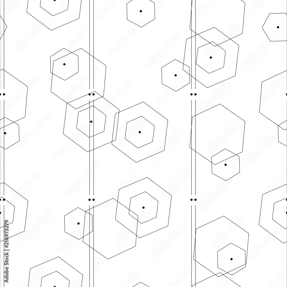 seamless pattern with abstract geometrical shapes vector on white background - black and white pattern