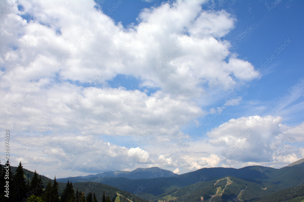 Beautiful view of the sky and mountains in the Carpathians