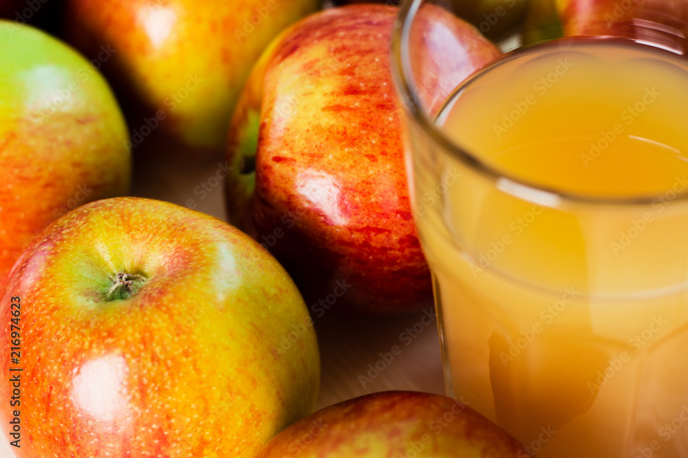 Close-up view of glass of fresh apple juice Close-up view of glass of fresh apple juice