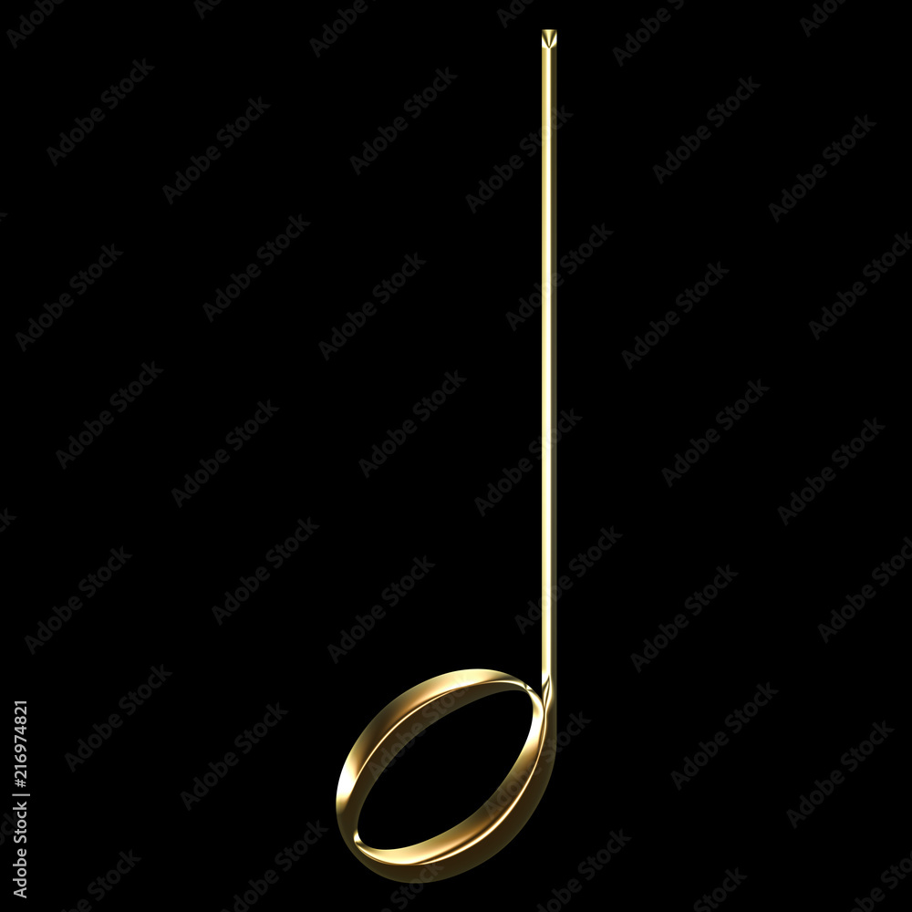 golden music note illustration - half note - musical symbol on black  background Stock Illustration | Adobe Stock