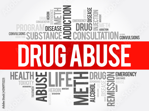 Drug Abuse word cloud collage, health concept background