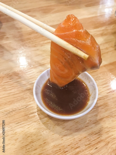 Fresh salmon sashimi