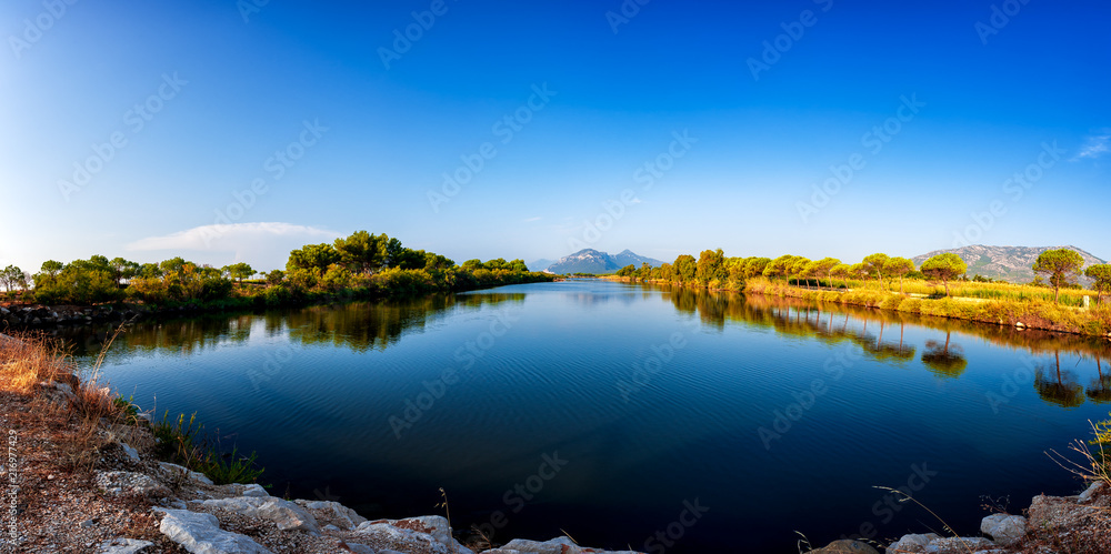 Overview of a stretch of the Petrosu pond, Orosei. Sardinia