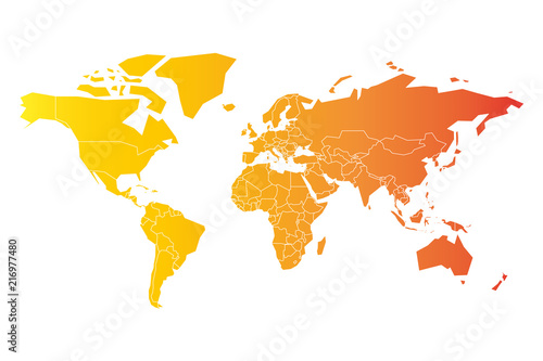 Multicolored map of World. Simplified political map with national borders. multicolored gradient land.