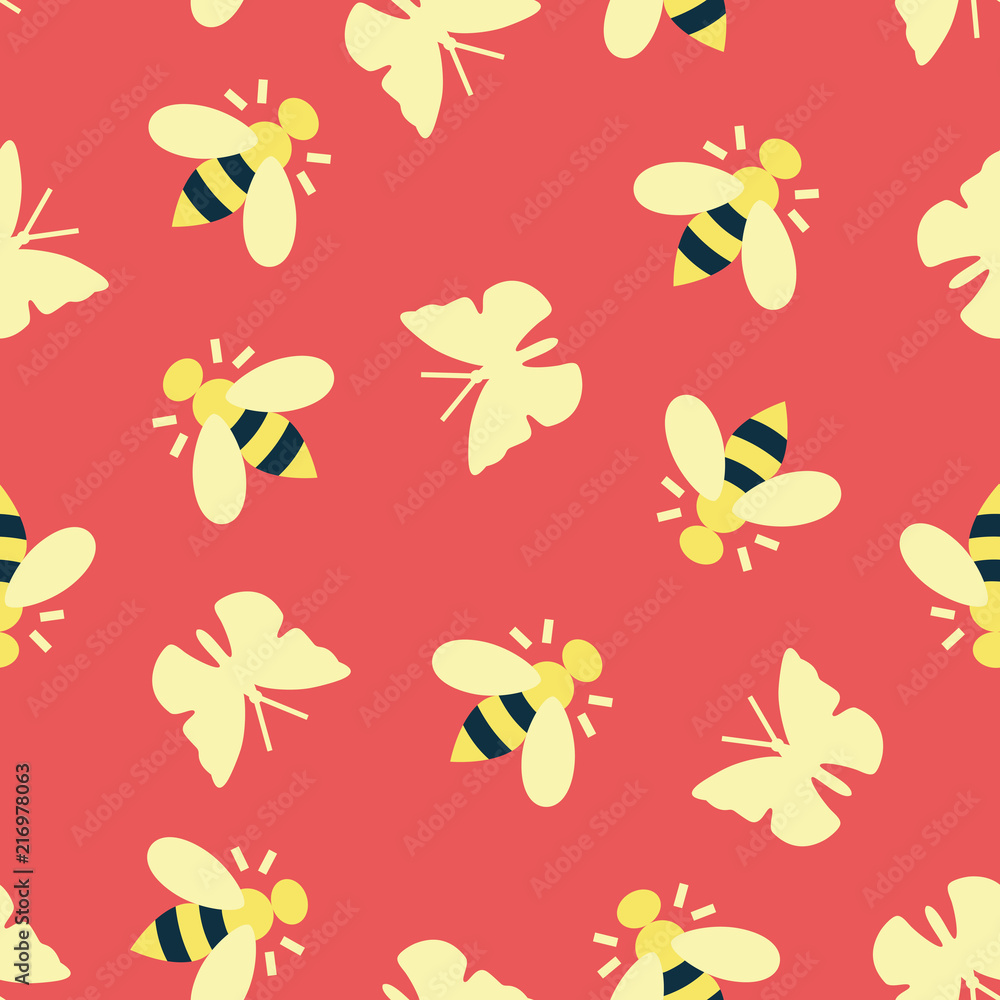 Butterfly and bee pattern Butterfly and bee pattern
