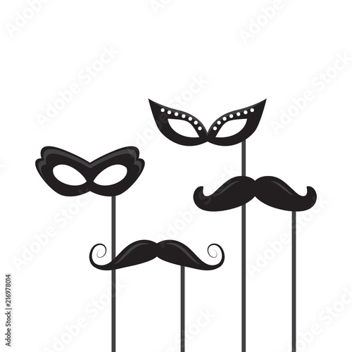 Carnival mask black silhouette. Vector template