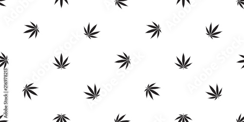 Marijuana seamless pattern Weed vector cannabis leaf tile background repeat wallpaper scarf isolated © CNuisin