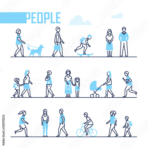 People - set of line design style characters