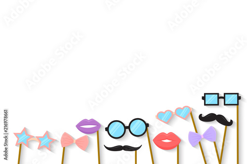 Purim holiday concept with cardboard carnival mask. vector template