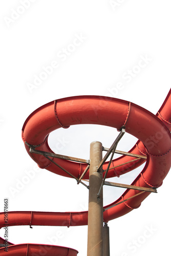 red water slide isolated for white background