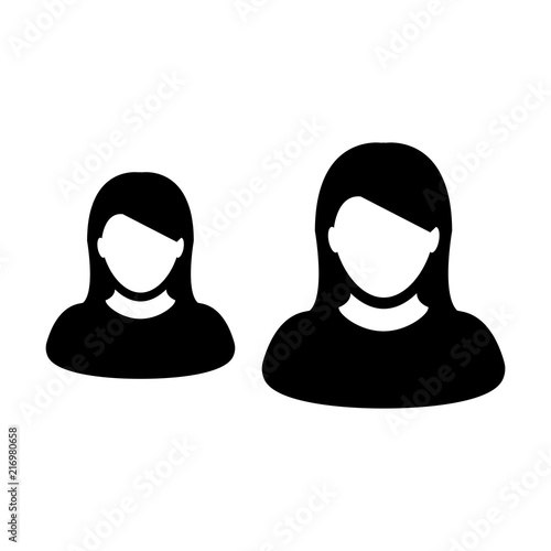 Group icon vector female persons symbol avatar for business team management in flat color glyph pictogram illustration