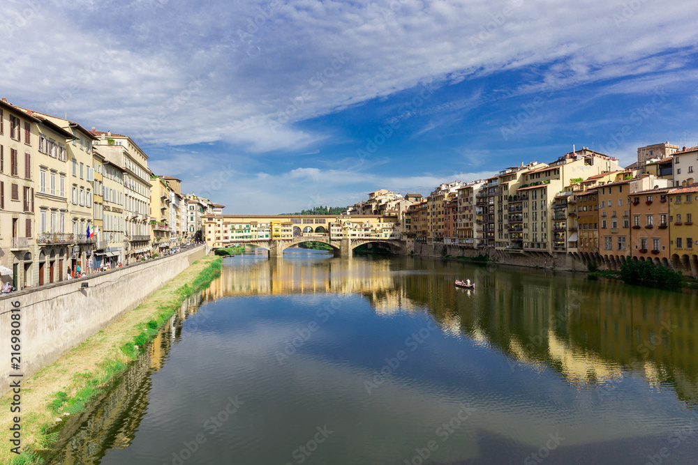 Ponte Vecchio bridge in Florence, Italy. Arno River. Tuscany