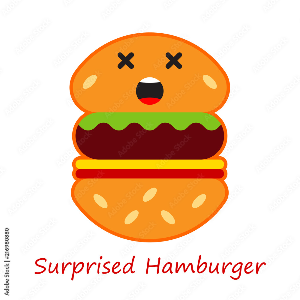 Banner Emotions Hamburger. Cute cartoon. Vector illustration. Banner Emotions Hamburger. Cute cartoon. Vector illustration.