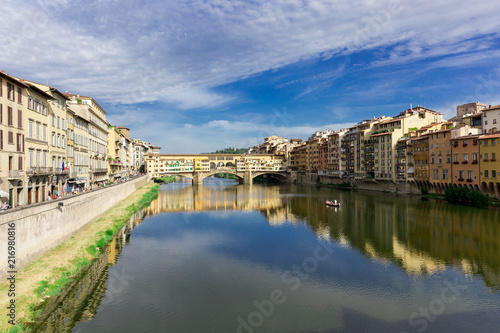 Ponte Vecchio bridge in Florence, Italy. Arno River. Tuscany